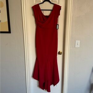 Marina Slightly Off the Shoulder Long Red Gown with Tag - Size 6